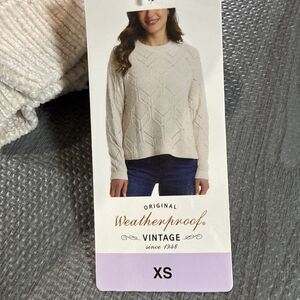 Weatherproof Vintage Women’s Chenille Sweater Cream Iridescent Sparkle XS NWT